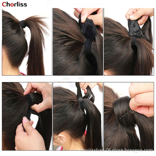 Wholesale Ombre Color 22 Inch Chorliss For Women Silky Long Straight Wrap Around Strappy Ponytail Hair Synthetic Hair Ponytails